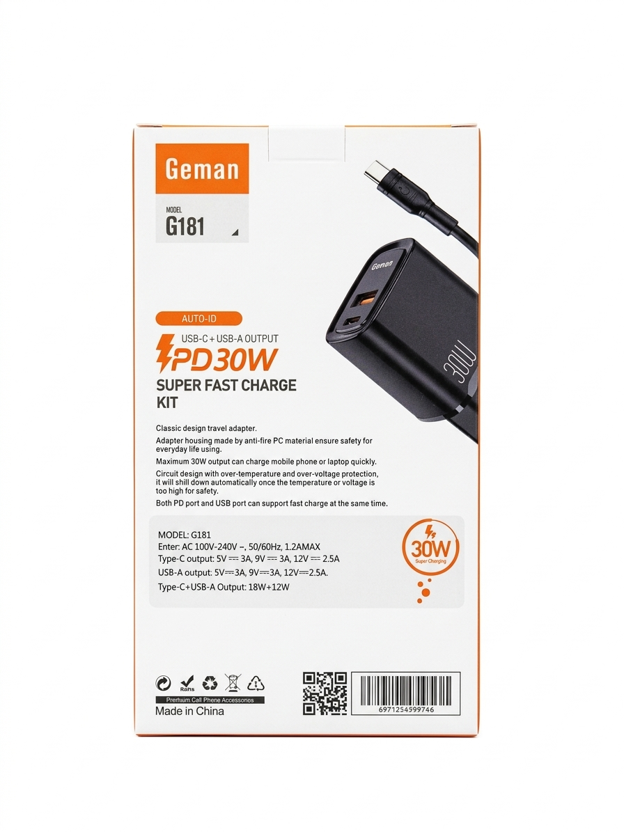 Geman Fast Charger 30W Dual USB Ports G-181