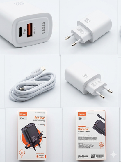 Geman Fast Charger 30W  Dual USB Ports G-181