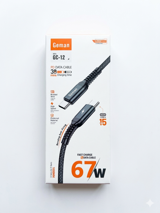Geman 67W Type-C to Type-C cable for super fast Charging