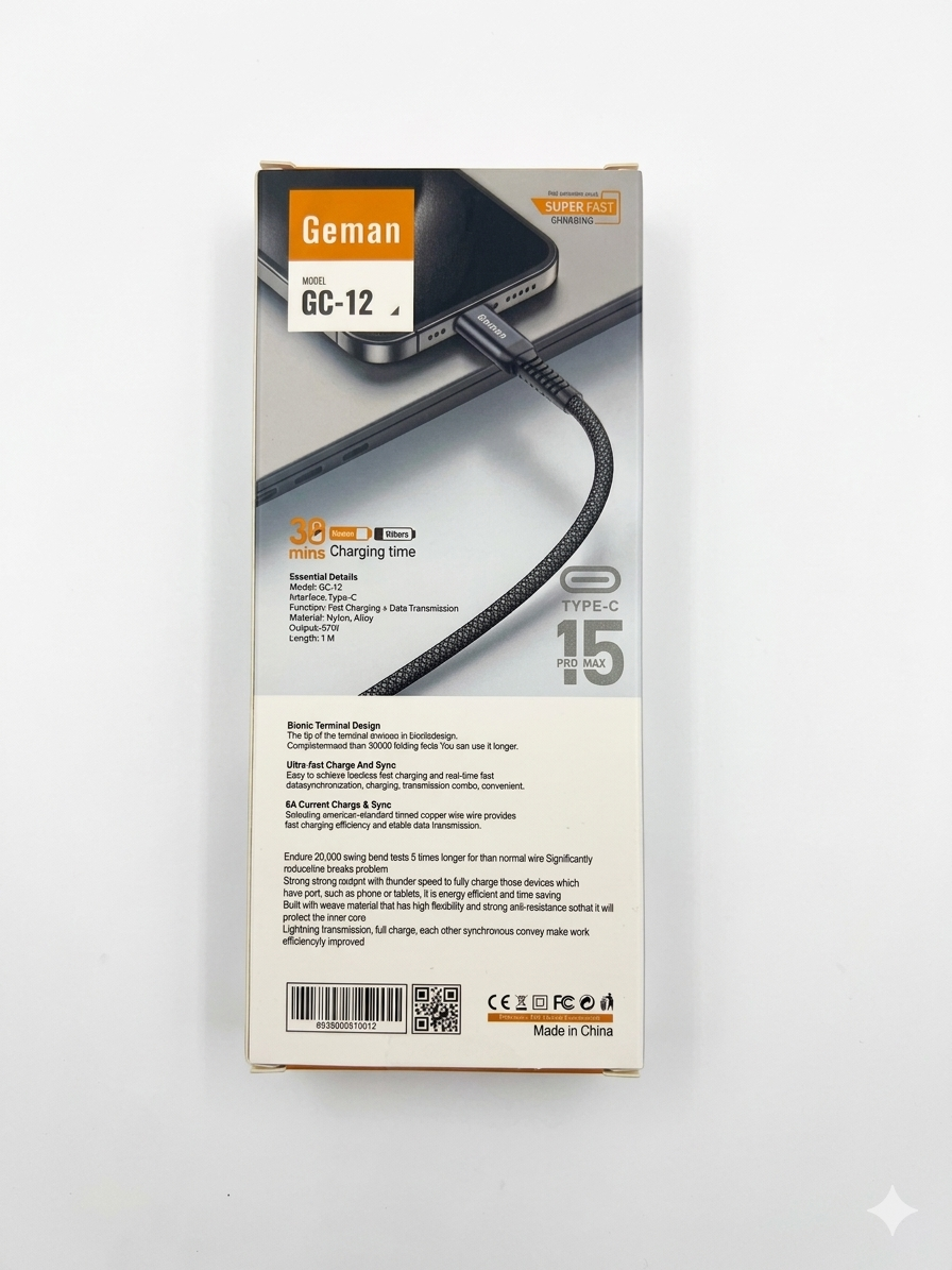 Geman 67W Type-C to Type-C cable for super fast Charging