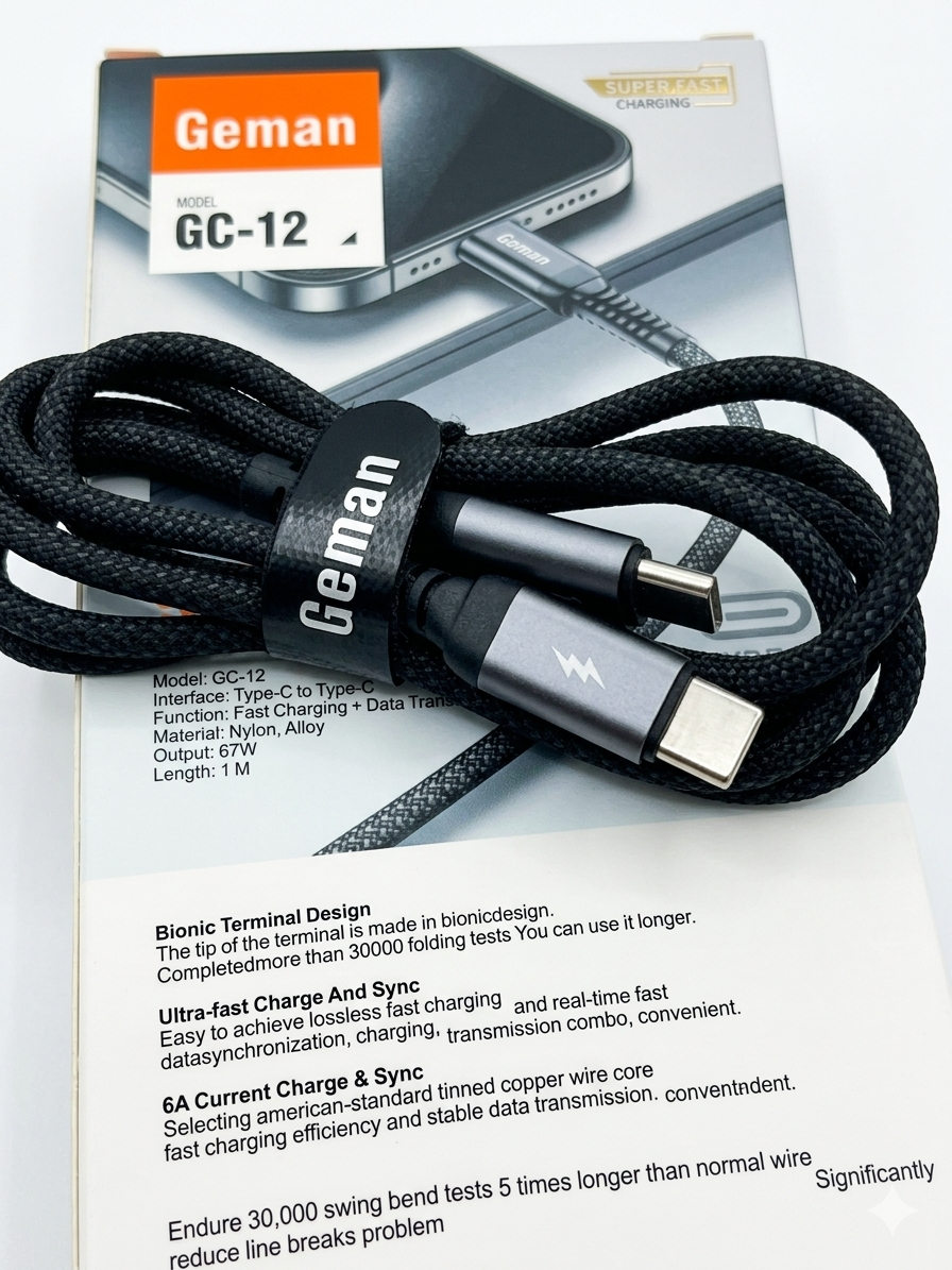 Geman 67W Type-C to Type-C cable for super fast Charging