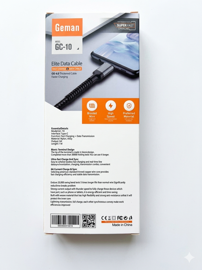 Geman 6A Super Fast Charging Elite USB Type-C Data Cable