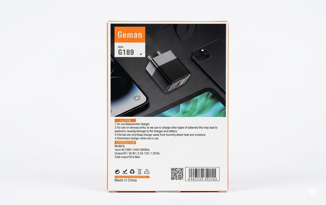 67W Super Fast Charger G189 – Type-C Turbo Flash Charger for Android & iPhone
