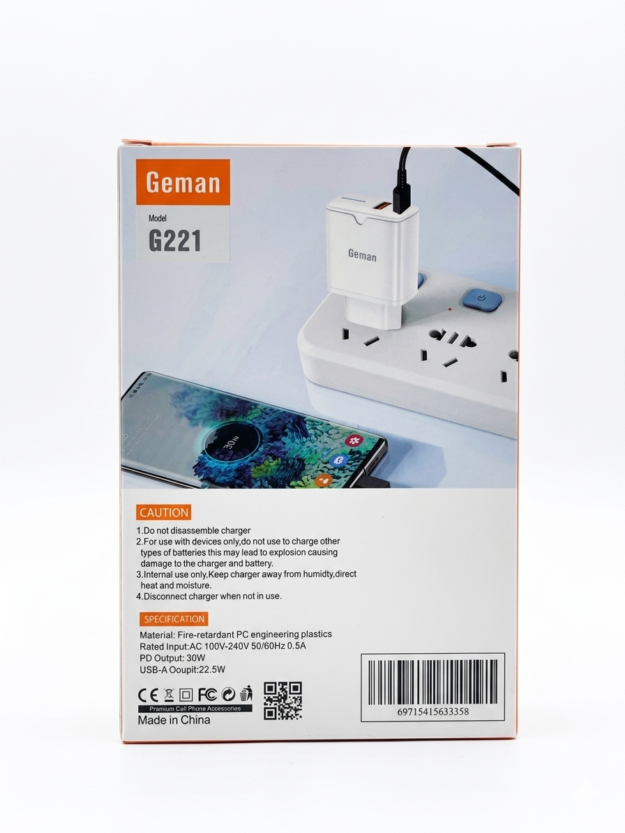 Geman 30W GaN Fast Charger G221 - Super Fast USB-C Charger Kit