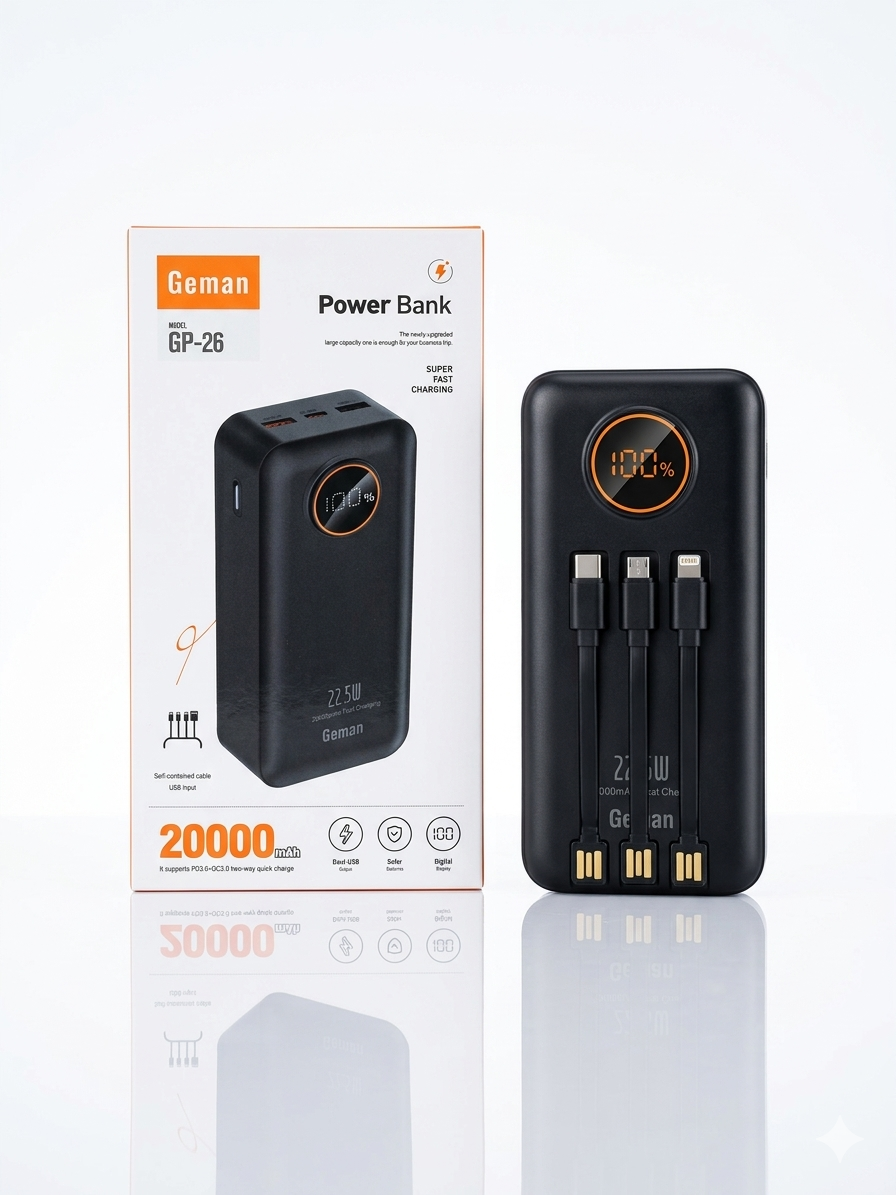 Geman Power Bank 20000mAh GP-26 – Fast Charging Portable Charger